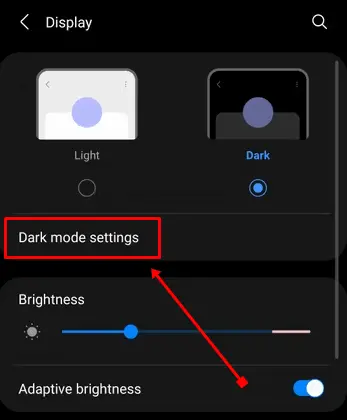 Click on dark mode setting option